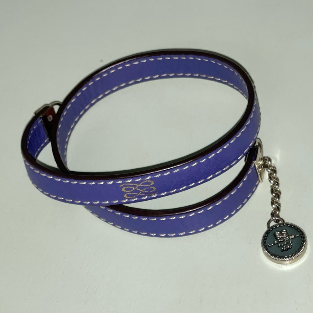Lancel purple leather wrap around bracelet